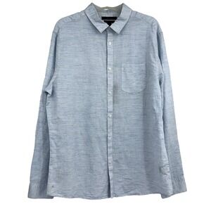 Marc Anthony Mens L Blue Slim Fit Long Sleeve Shirt Preppy Old Money Work Dressy